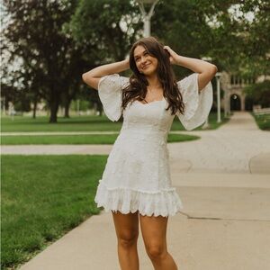 Showpo White Lace Mini Dress